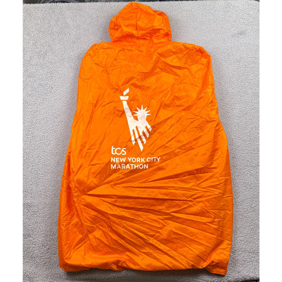 TCS New York Road Runners Marathon Poncho Orange Cape Fleece Lined Running - Picture 1 of 10